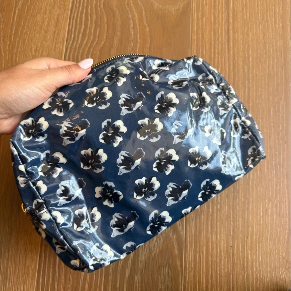 Tory Burch Navy and White Floral Pouch